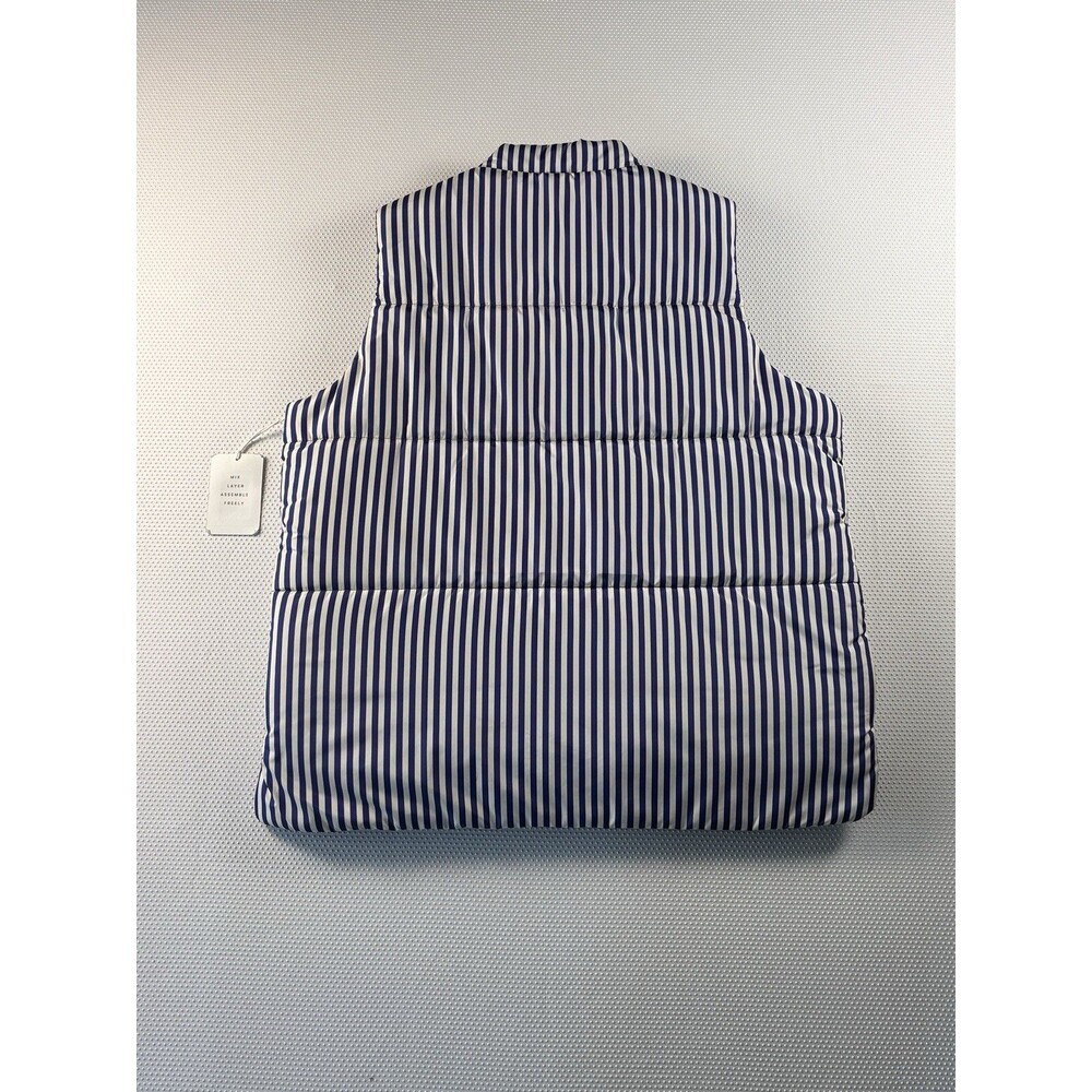 Free Assembly Striped Puffer Vest Sleeveless Navy Blue and White NWT Size Large - Picture 4 of 11